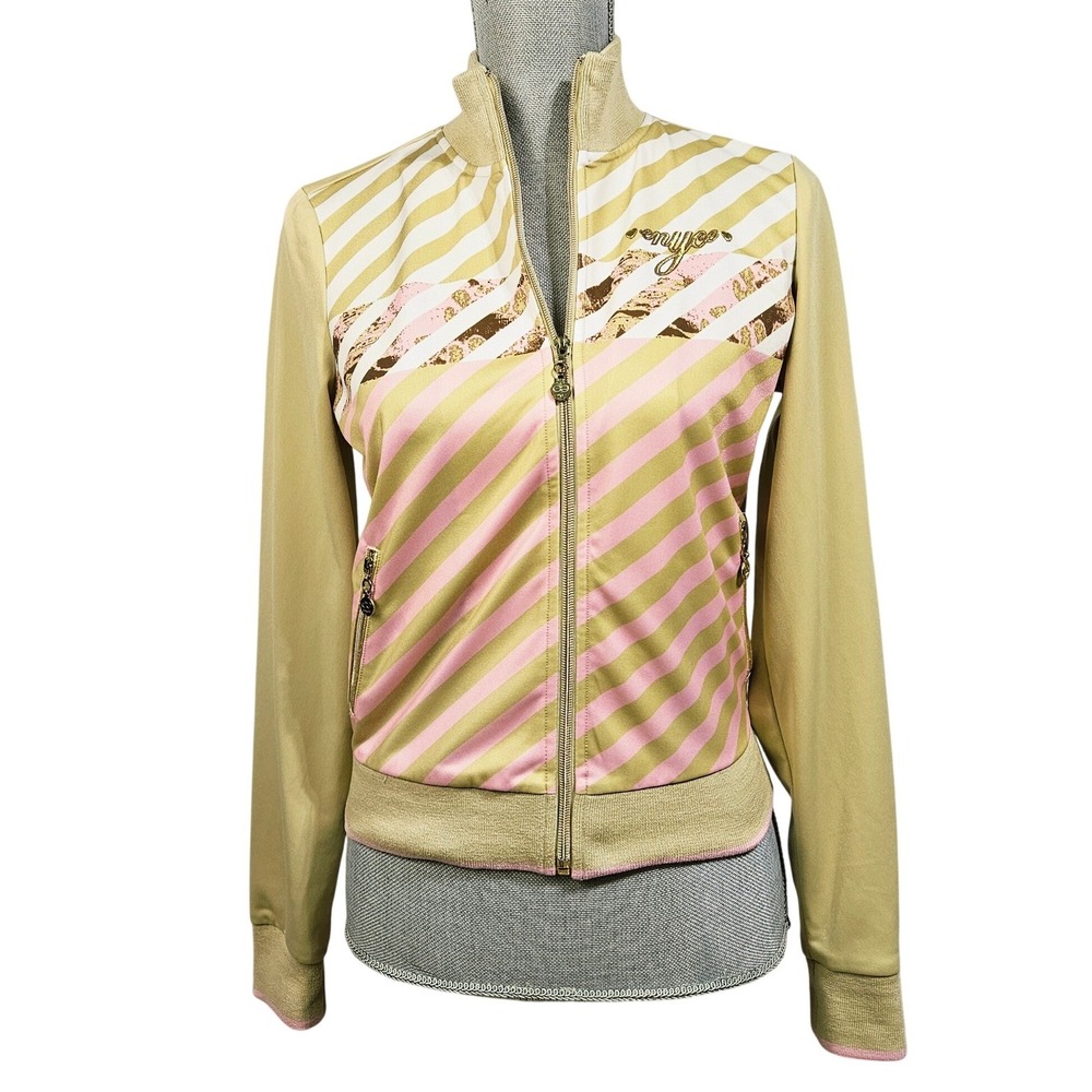 Enyce Womens Pink Gold Y2K Zip Track Jacket M Hip Hop Retro  Streetwear Layering